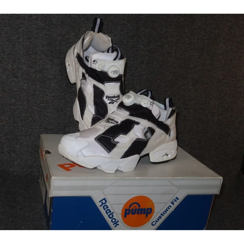 Reebok InstaPump Fury OB Mens Custom Fit Classic Shoes - Black & White 7.5